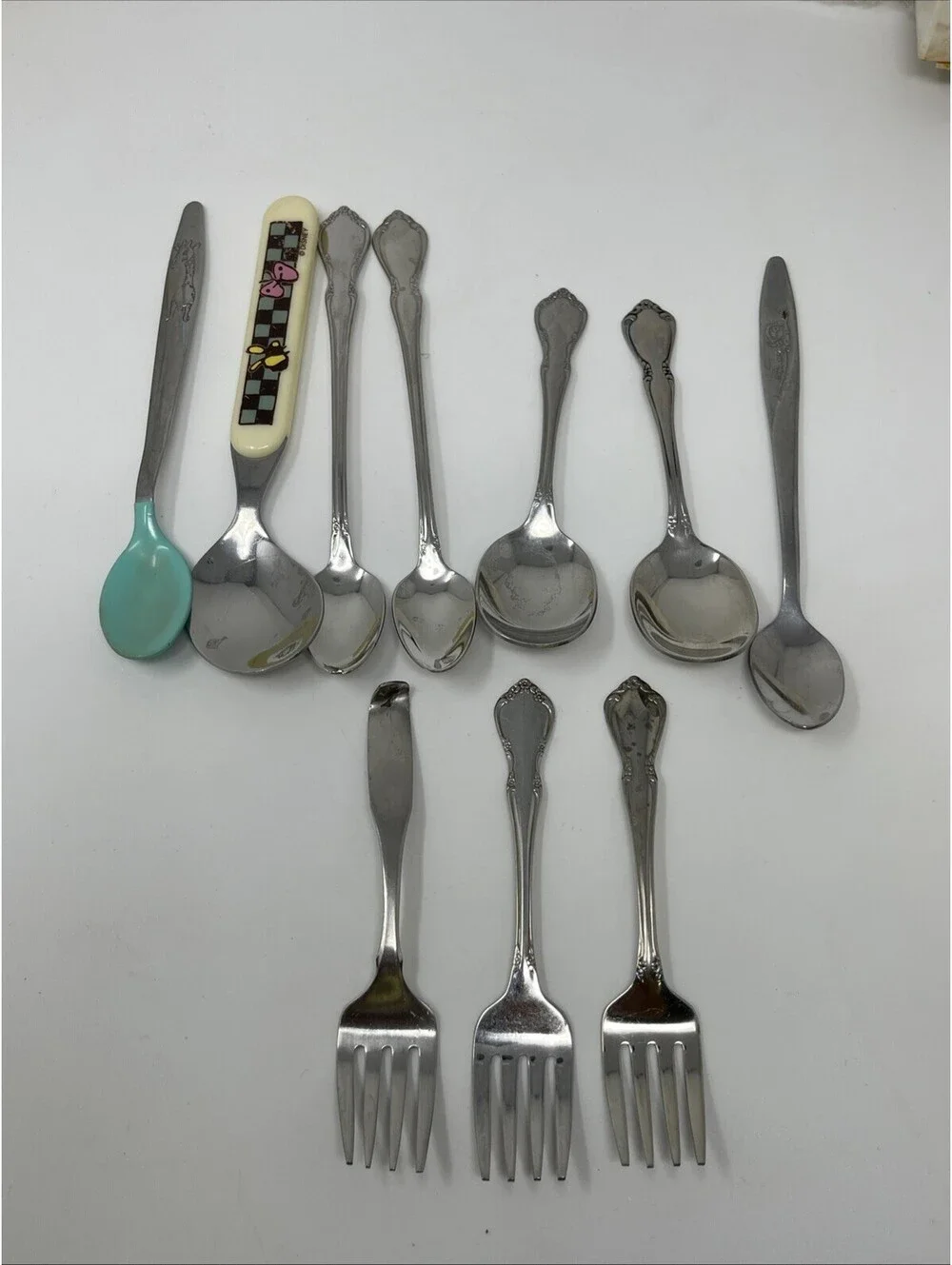 Vintage Oneida Chateau 3-Piece Child Flatware Feeding Set 1990 Silver with 7 Add